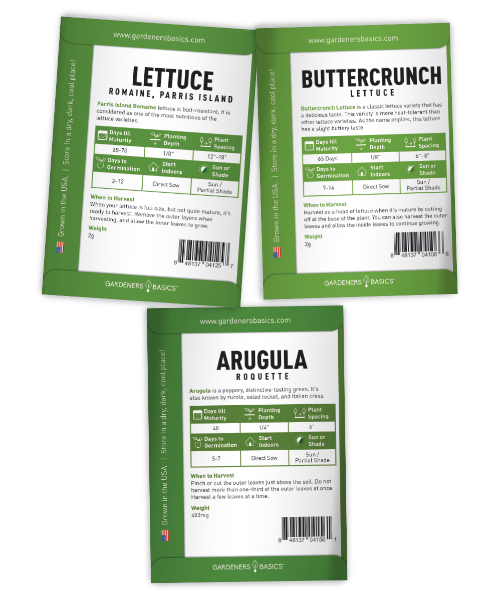 Lettuce & Salad Greens Seed Starter Kit - 5 Heirloom, Non-GMO Seeds + Soil, Pots & Markers for Container Gardening