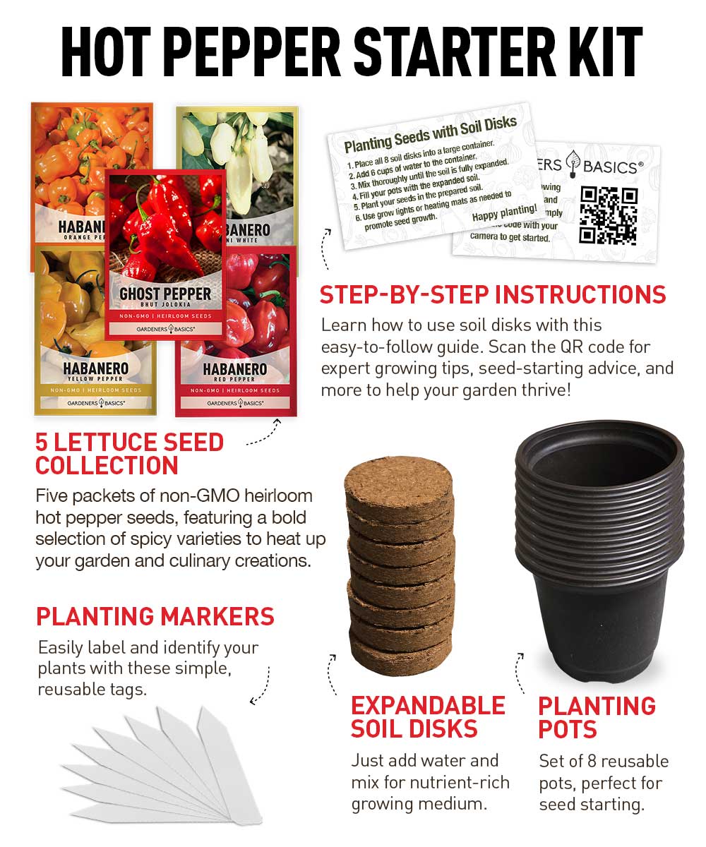 5 Hot Pepper Seed Pack – Grow Bhut Jolokia, Red, Yellow, & Orange Habaneros