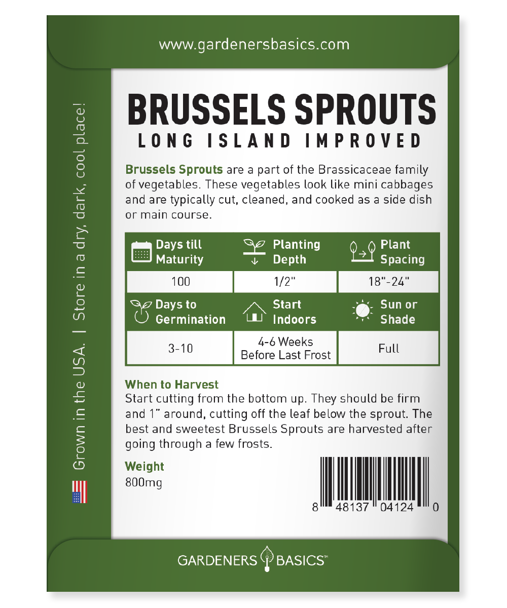 Long Island Improved Brussels Sprouts Seeds For Planting Non-GMO Seeds Home Vegetable Garden