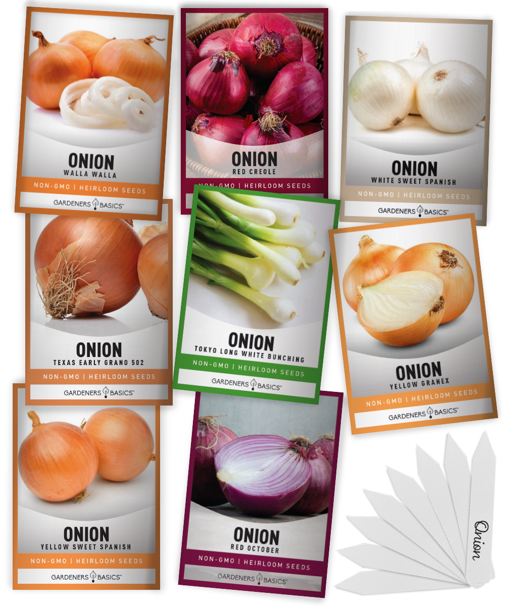 Onion Seed Assortment 8 Variety Pack Gardeners Basics
