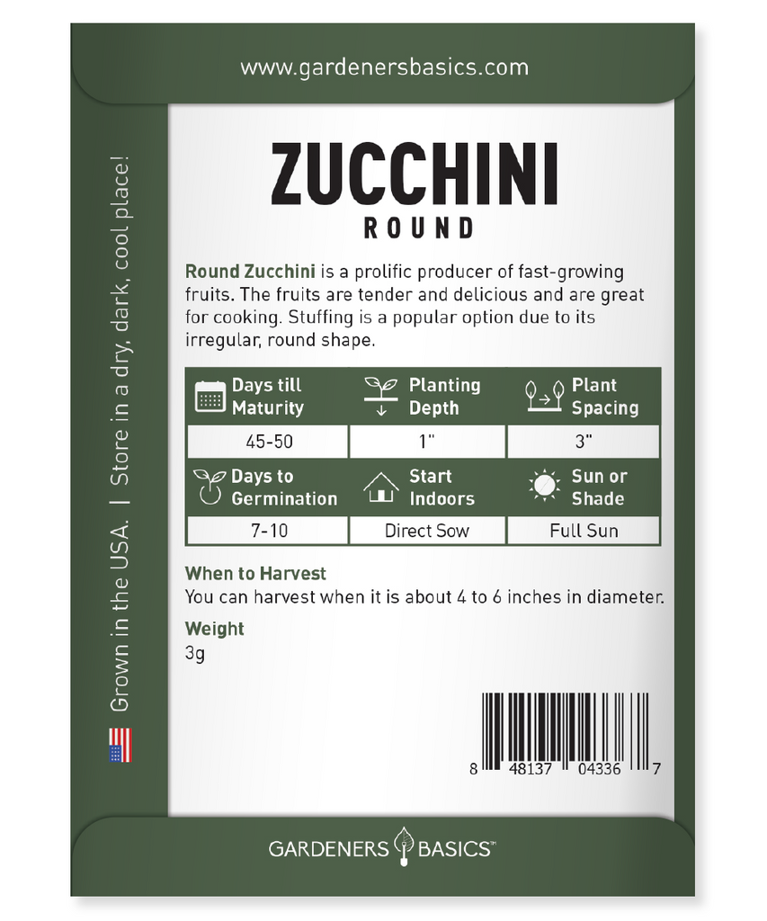 Round Zucchini Seeds - Perfect for Stuffed Recipes and Grilling