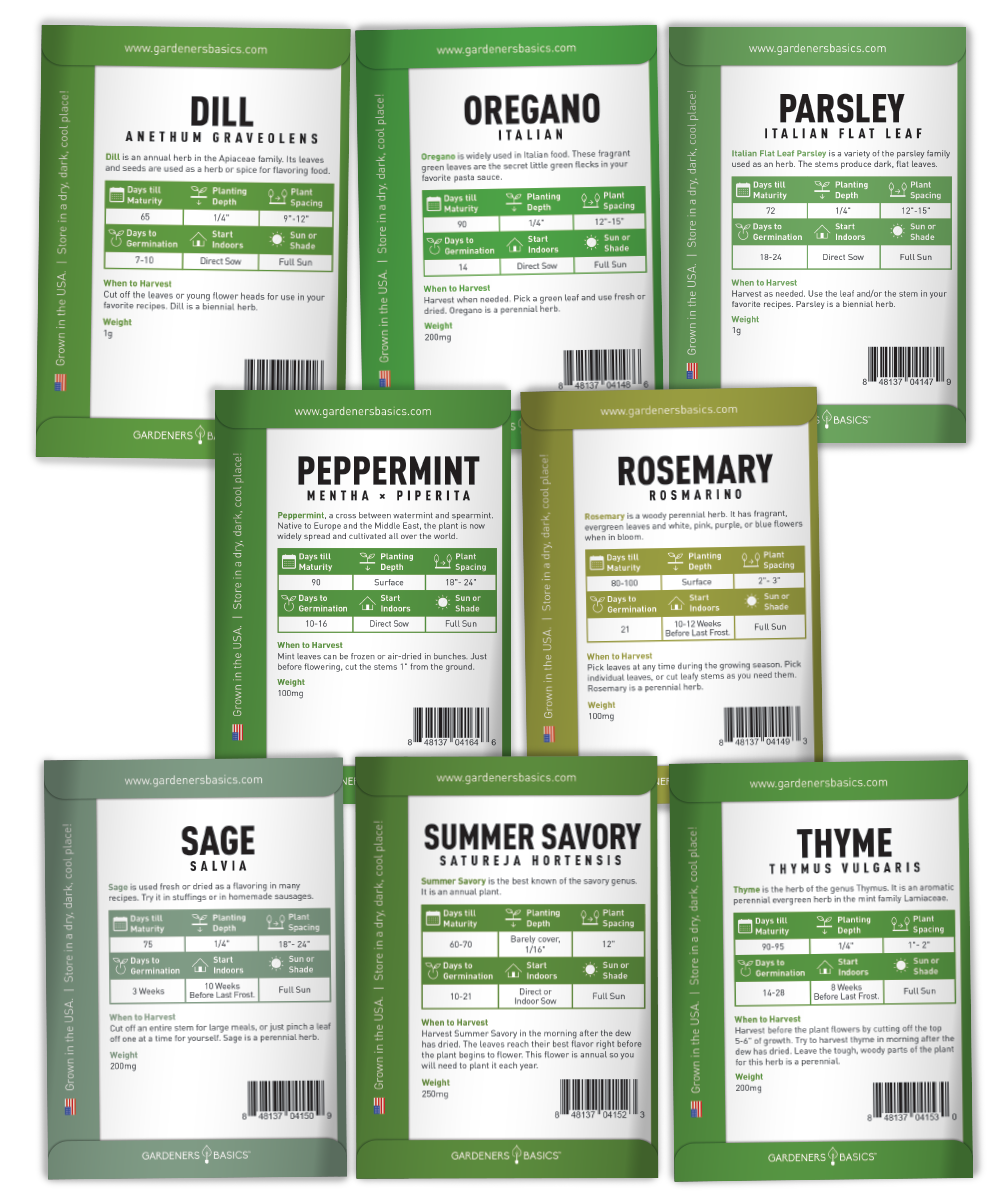 Herb Seeds Variety Pack Non-GMO Herb Seeds For Home Herb Garden Indoor Herb Garden Heirloom Herb Seeds