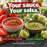 Tomato sauce and salsa verde with the varieties suited to each
