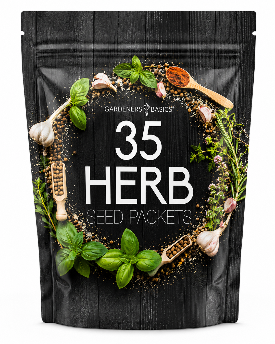 Gardeners Basics 35 herb seeds for planting variety pack with individually labeled seed packets and plant markers