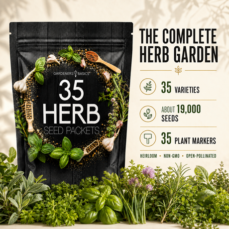 Gardeners Basics 35 herb seed variety pack with about 19,000 seeds and 35 plant markers