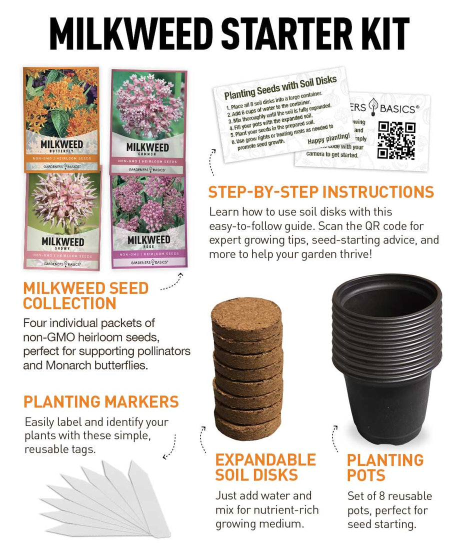 milkweed seed planting depth 4 Milkweed Seed Starter Kit – Grow Butterfly, Common, Showy & Swamp Milkweed  – Gardeners Basics