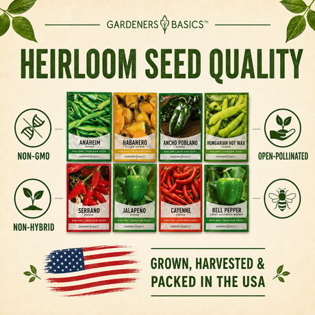 Pepper plants growing in containers, raised beds, and backyard garden rows