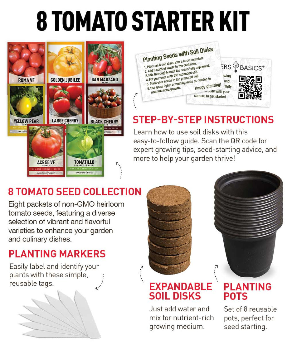 8 Tomato Seed Starter Kit – Grow Roma, Cherry, San Marzano & More
