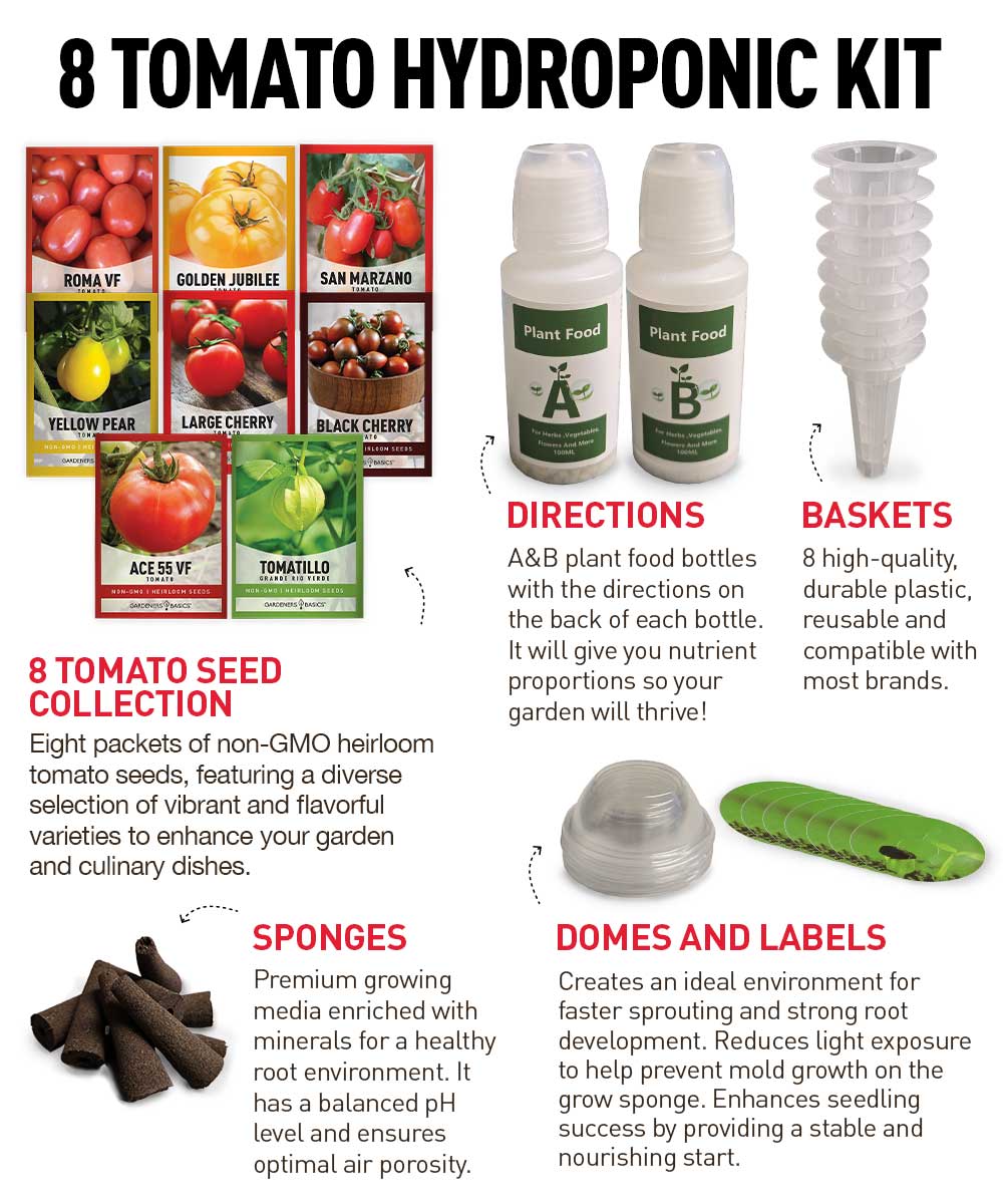 Grow Hydroponic Tomatoes – Non-GMO Roma, Cherry & Heirloom Tomato Kit