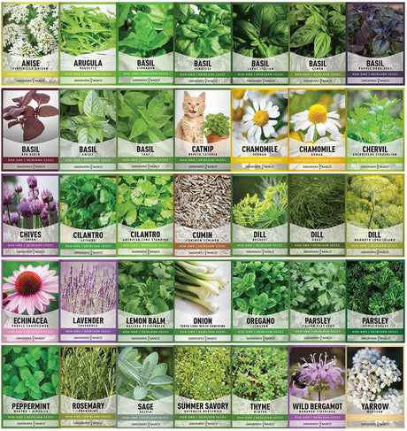 35 medicinal and culinary herb seed packet varieties included in the Ultimate Survival Seed Kit