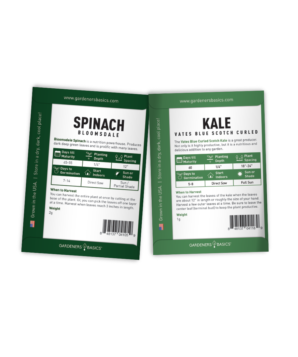 5 Lettuce & Leafy Greens Seeds Kit - Romaine, Kale, Spinach, Arugula & Buttercrunch | Easy Home Gardening Kit