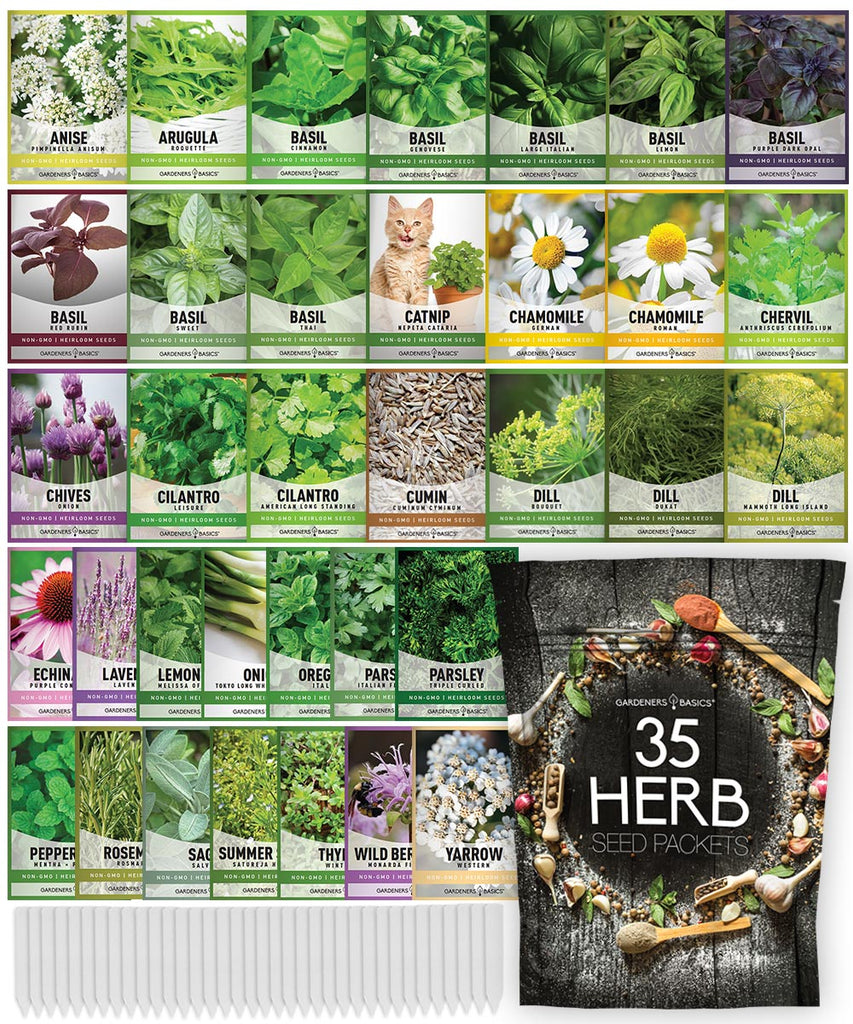 Herb seeds Herb garden 35 variety pack Non-GMO seeds Heirloom seeds Gardening essentials Gardeners Basics Herb seed collection Seed starter kit Popular herb varieties Culinary herbs Medicinal herbs Aromatic herbs Indoor gardening Outdoor gardening