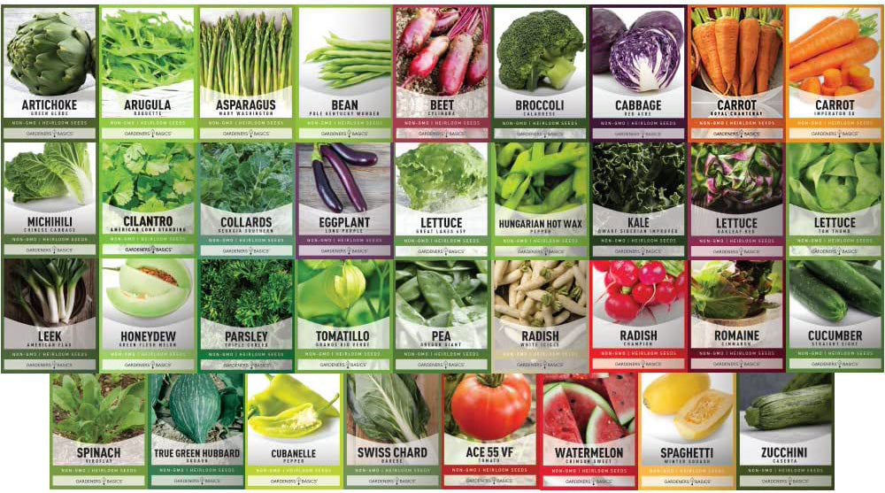 fruit and vegetable garden seeds Gardeners Basics Garden Seed Kit: 70 Heirloom Non-GMO Varieties