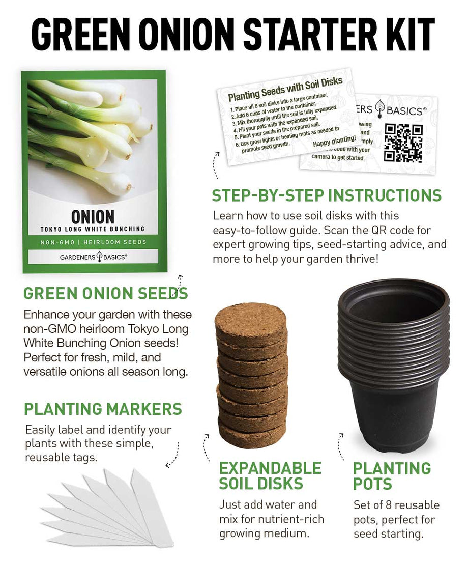 planting green onion seeds Green Onion Seed Starter Kit – Grow Fresh Tokyo Long White Bunching Onions  – Gardeners Basics