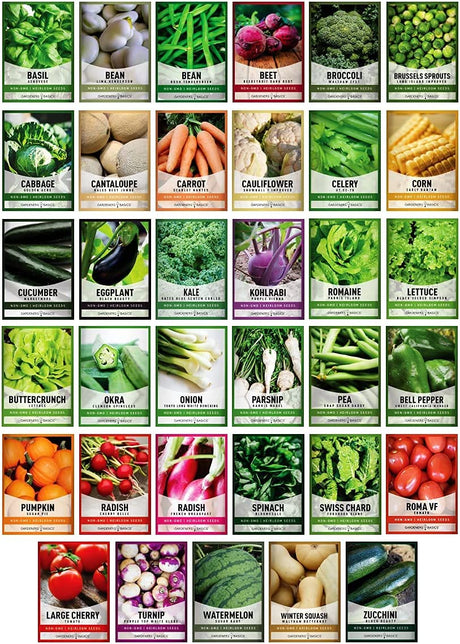 35 vegetable and fruit seed packet varieties from the Seed Vault Kit included in the Ultimate Survival Seed Kit