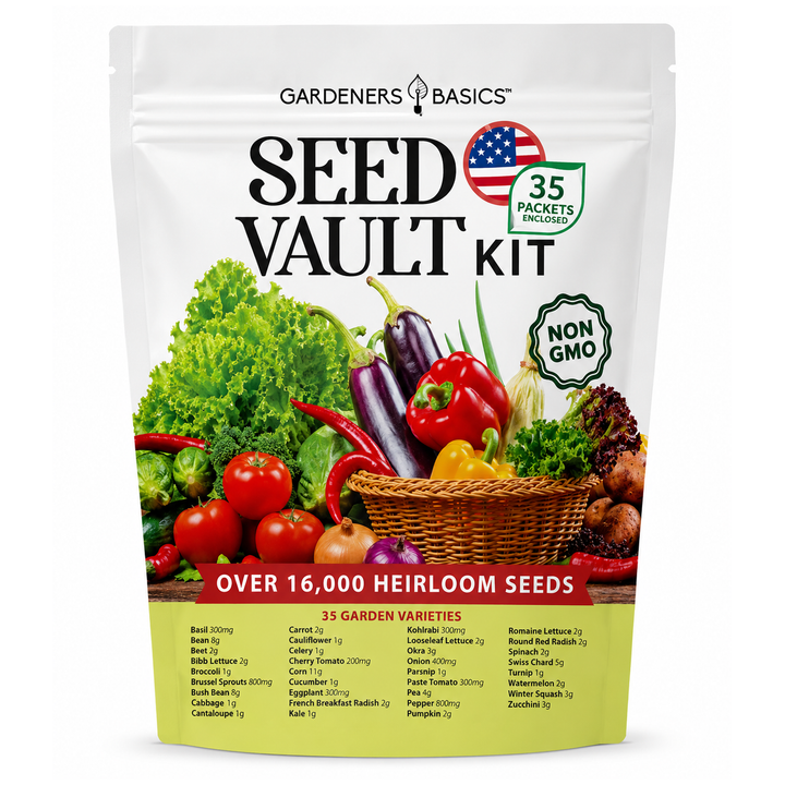 Survival Seed Vault Kit - 35 Heirloom Non-GMO Vegetable Seeds for Planting