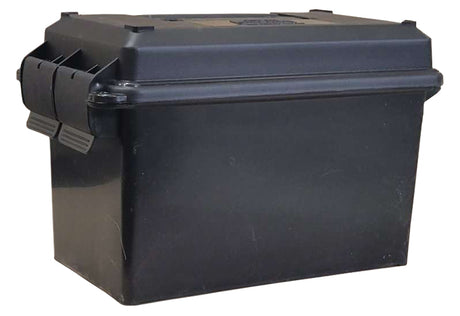 Closed durable black ammo can included with the Gardeners Basics Ultimate Survival Seed Kit