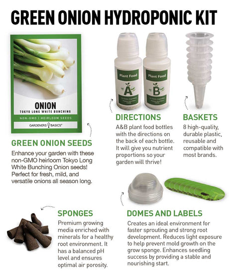 Green Onion Hydroponic Grow Kit – Easy Indoor Scallion Gardening with Non-GMO Seeds