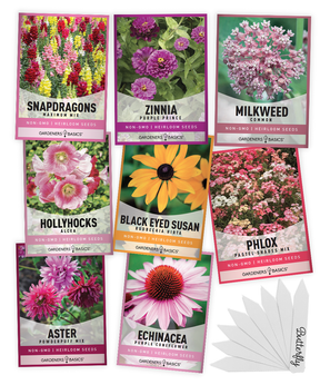 Gardeners Basics Butterfly Garden collection with 8 flower seed packets and plant markers