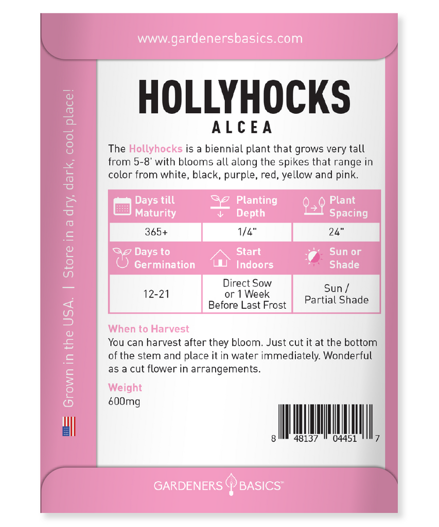 Easy-to-Grow Alcea Hollyhocks Flower Seeds for Planting