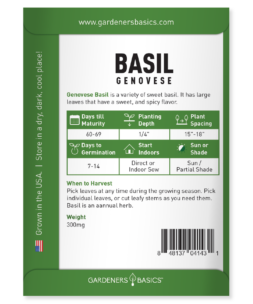 Genovese Basil Seeds For Planting Non-GMO Seeds Home Herb Garden