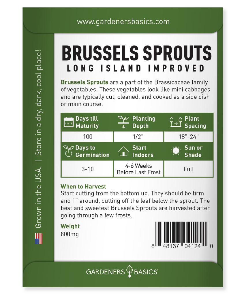 Long Island Improved Brussels Sprouts Seeds For Planting Non-GMO Seeds Home Vegetable Garden