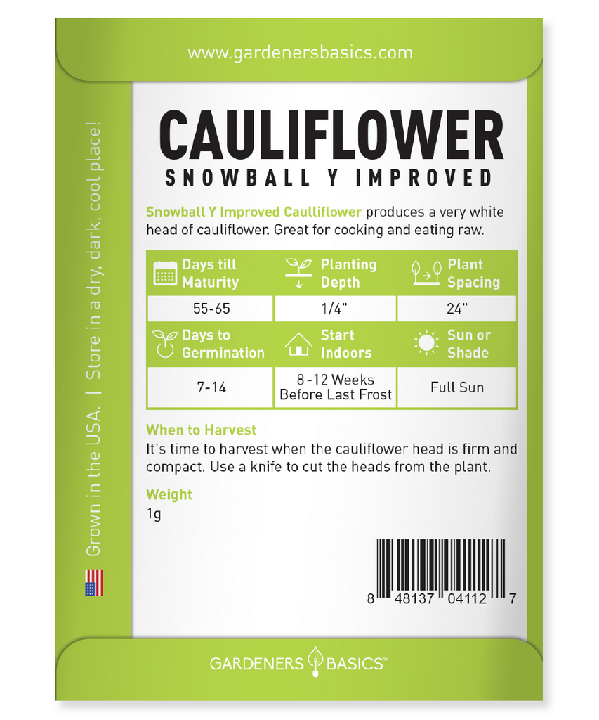 Snowball Y Improved Cauliflower Seeds For Planting Non-GMO Seeds Home Vegetable Garden