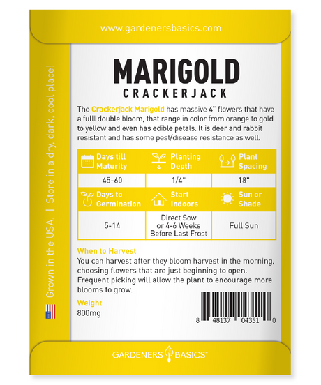 Buy Non-GMO African Marigold Crackerjack Seeds for Stunning Blooms
