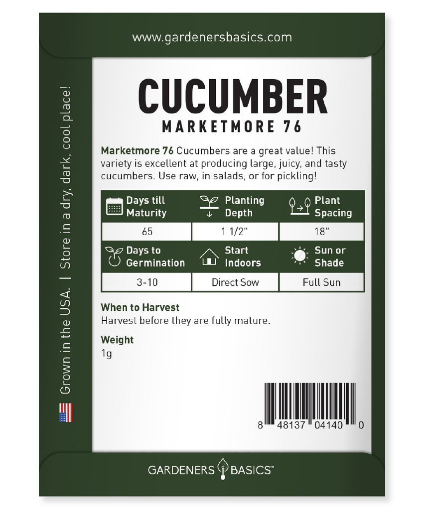 Marketmore 76 Cucumber Seeds For Planting Non-GMO Seeds Home Vegetable Garden