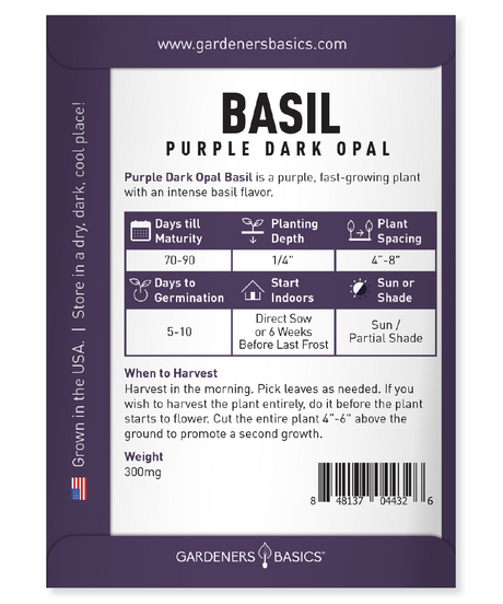 Transform Your Cooking with Fresh Dark Opal Basil Grown from Seed