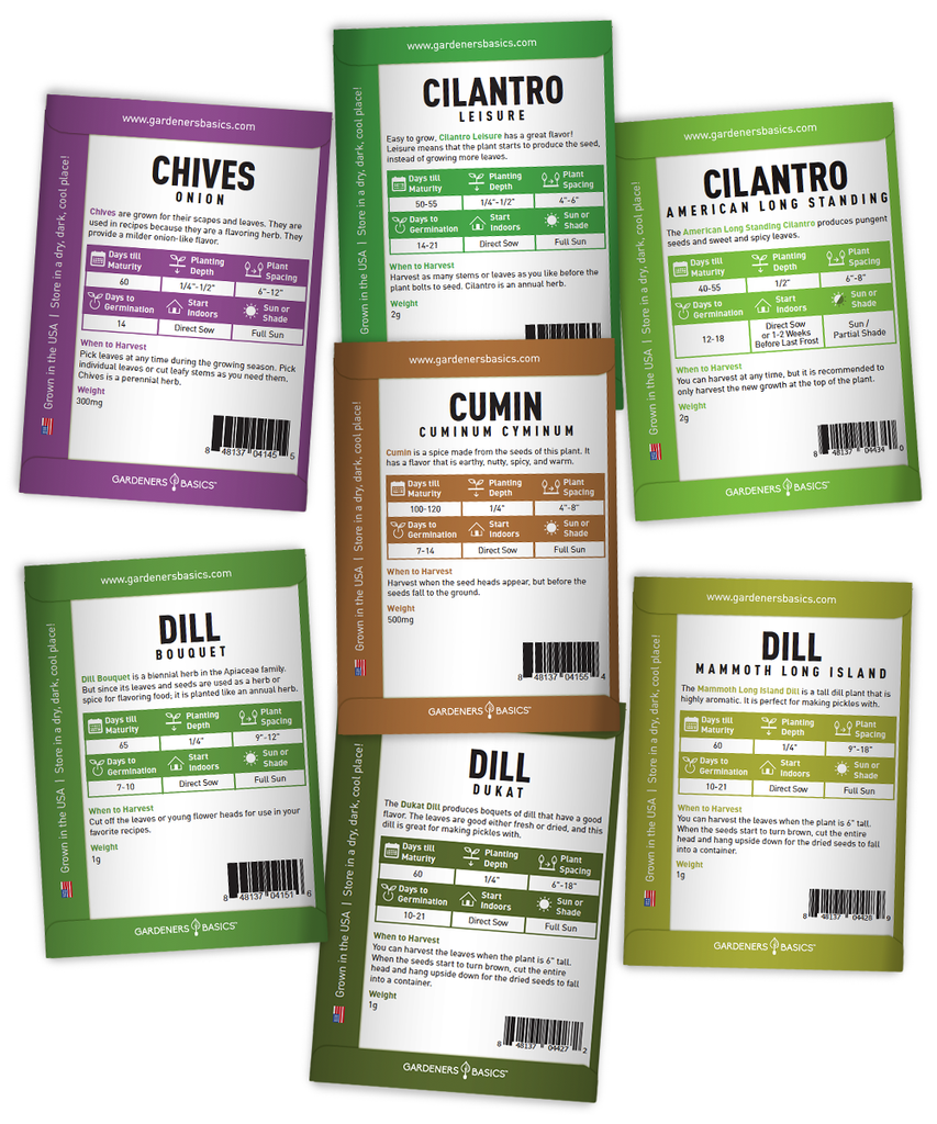 Gardeners Basics Herb Seeds - 35 Essential Varieties for a Thriving Herb Garden