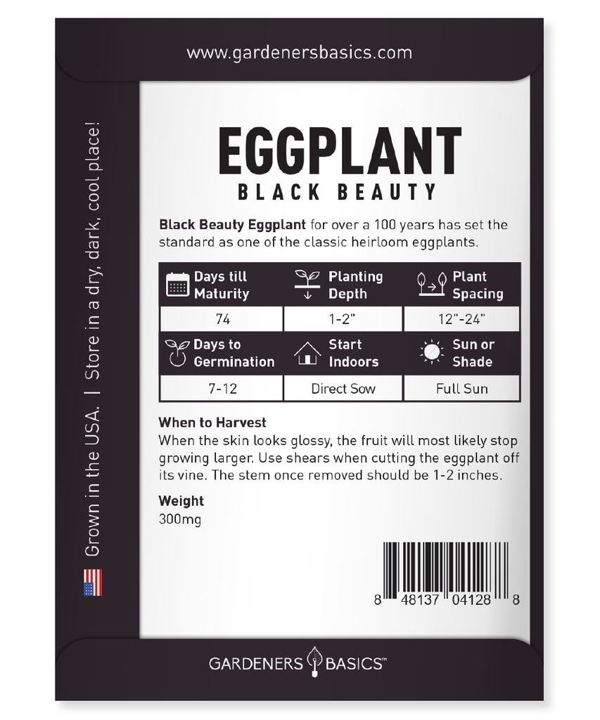 Eggplant Black Beauty Seeds Non-GMO Heirloom Seeds For Planting Home Vegetable Garden
