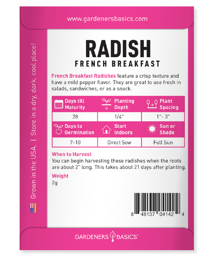 French Breakfast Radish Seeds For Planting Non-GMO Seeds Home Vegetable Garden