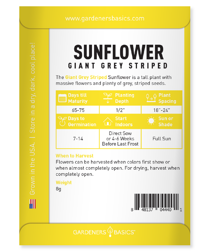 thumbnail interactive-video image 1 of 50 GIANT GREY STRIPE SUNFLOWER SEEDS - Heirloom, Non-GMO, Free Shipping 1 of 3
