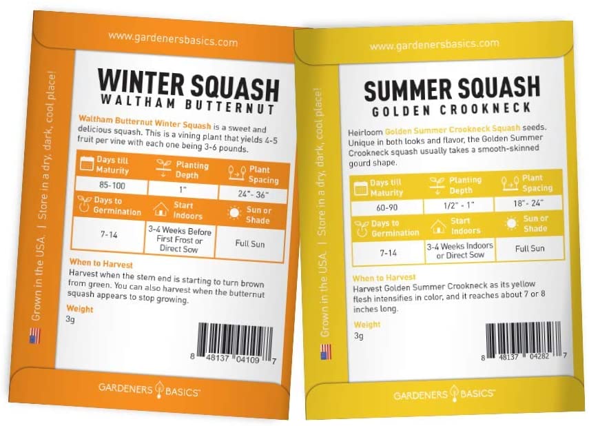 A Taste of Summer and Winter Squash: Non-GMO Heirloom Seed Variety Pack