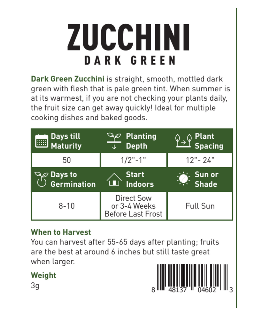 Easy-to-Grow Dark Green Zucchini Seeds for Healthy & Tasty Squash