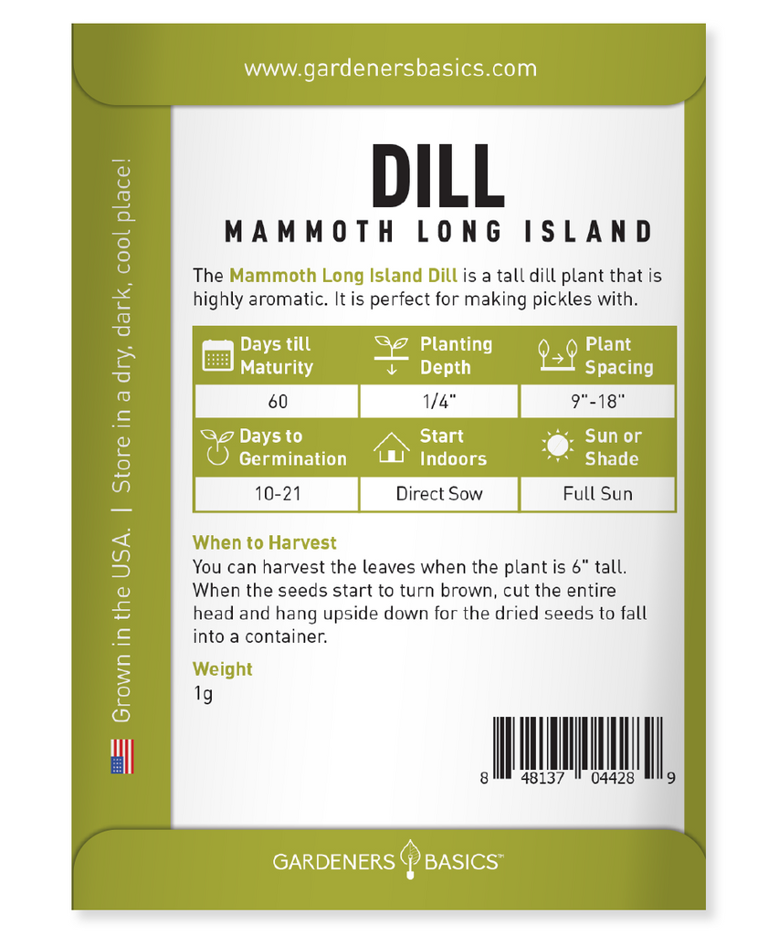 A Taste of Long Island: Mammoth Dill Seeds for Your Home Garden