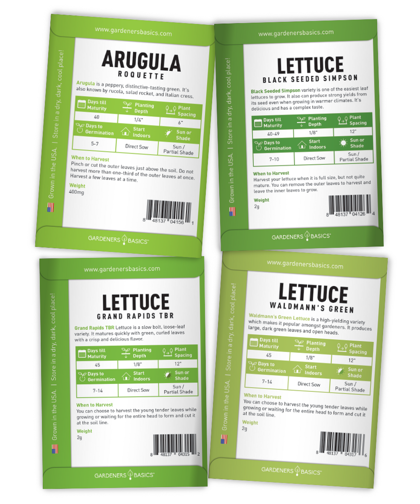 Multi-Variety Salad Greens Seed Set - 8 Packs