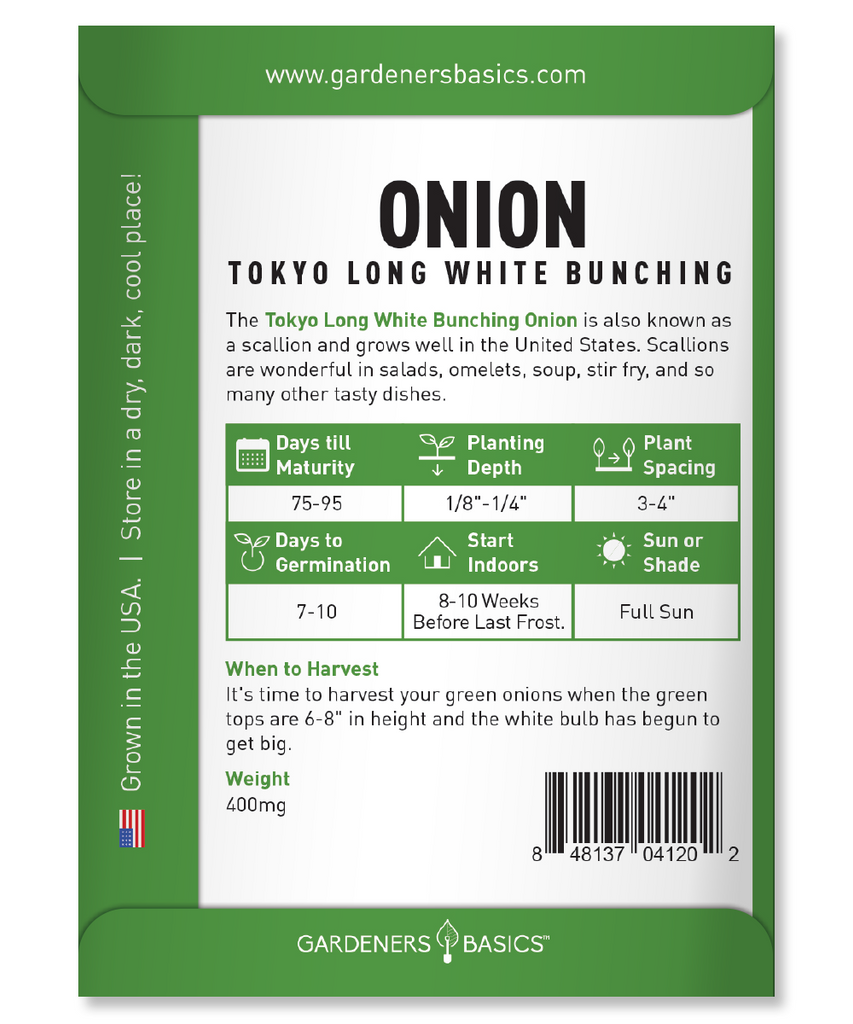 Tokyo Long White Bunching Onion Seeds For Planting Non-GMO Seeds Home Vegetable Garden