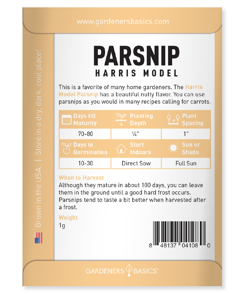 Harris Model Parsnip Seeds For Planting Non-GMO Seeds Home Vegetable Garden