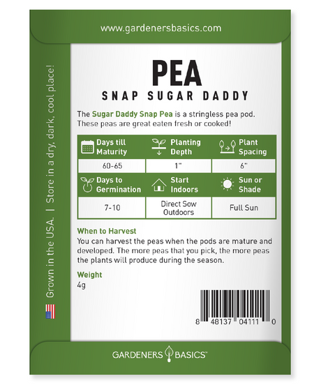 Snap Sugar Daddy Pea Seeds For Planting Non-GMO Seeds Home Vegetable Garden