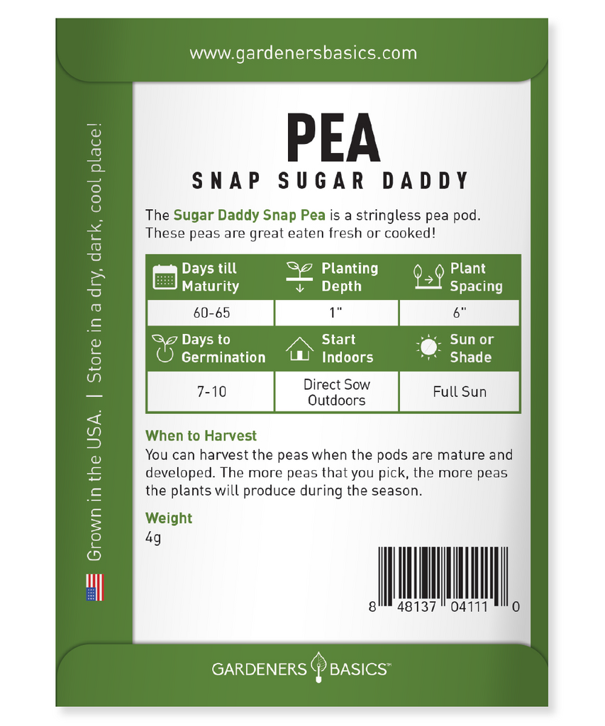 Snap Sugar Daddy Pea Seeds For Planting Non-GMO Seeds Home Vegetable Garden