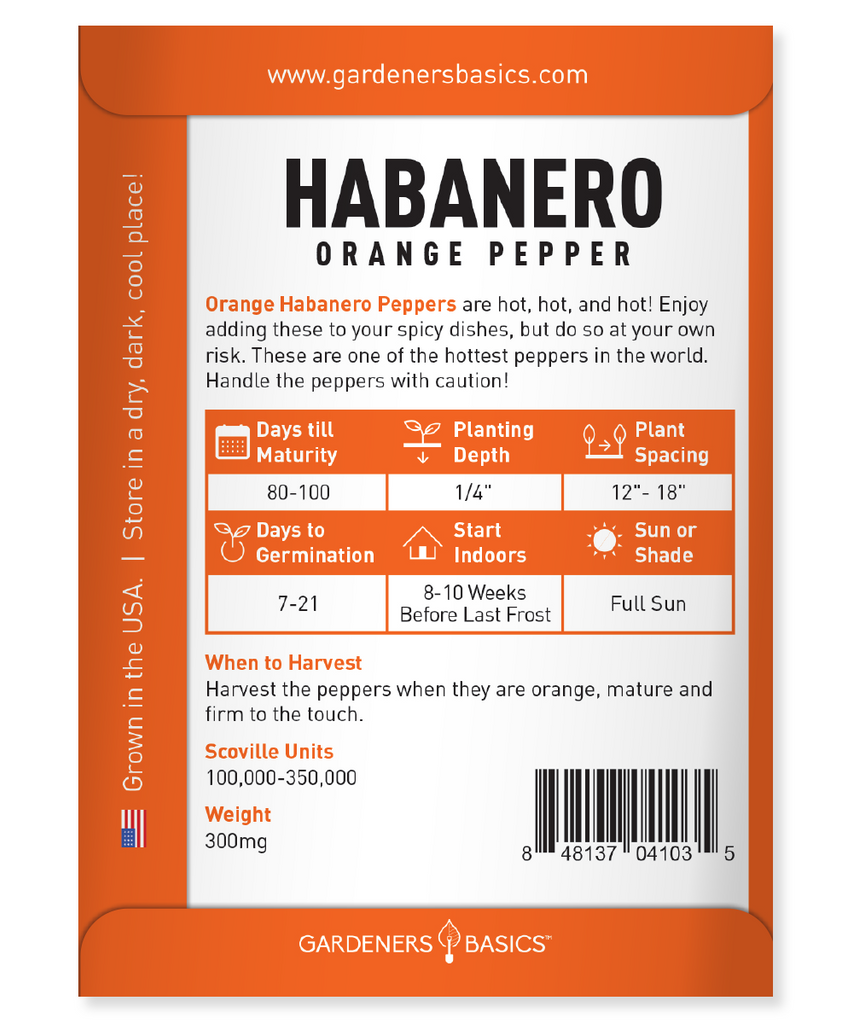 Orange Habanero Pepper Seeds For Planting Non-GMO Seeds Home Vegetable Garden