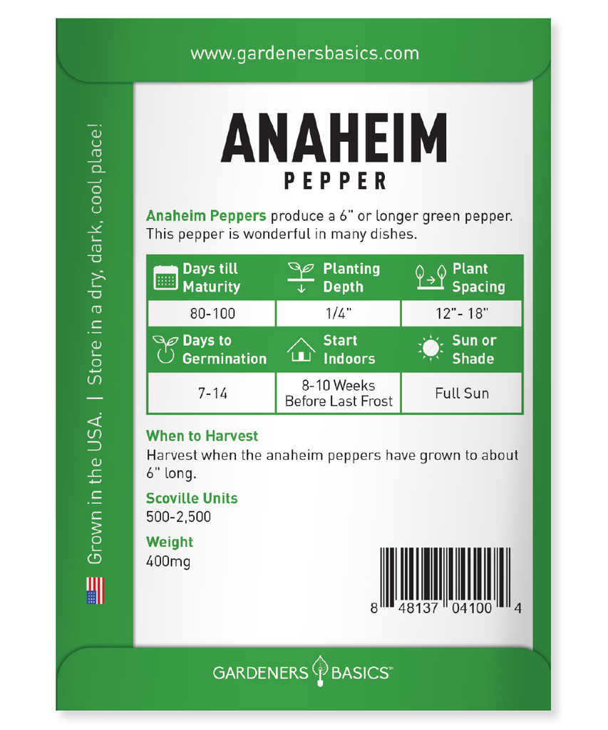 Anaheim Pepper Seeds For Planting Heirloom Non-GMO Vegetable Seeds Home Garden