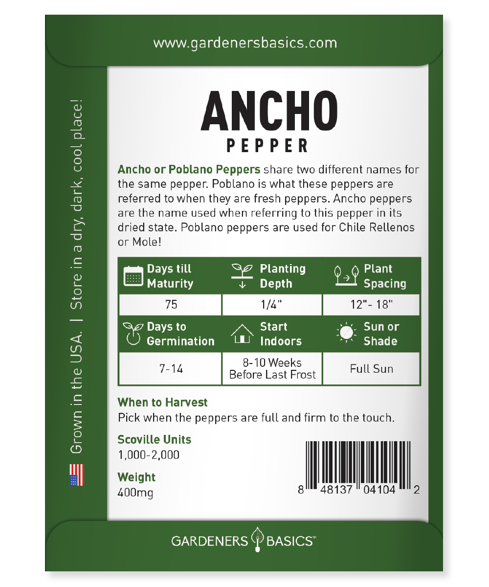 Ancho Pepper Seeds For Planting Heirloom Vegetable Home Garden Seeds