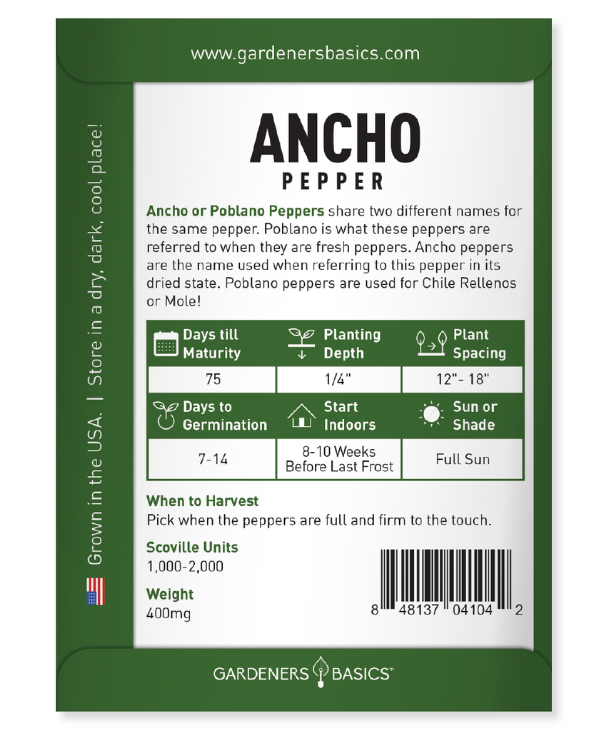 Ancho Pepper Seeds For Planting Heirloom Vegetable Home Garden Seeds