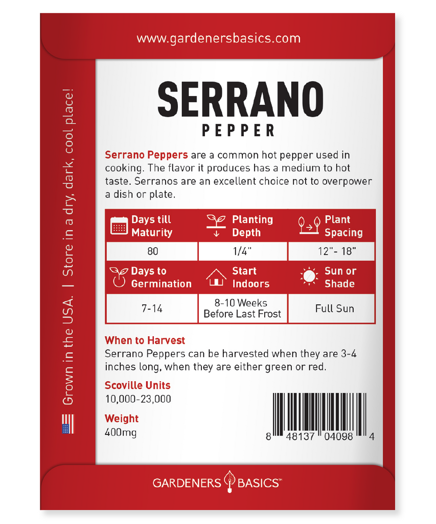 Serrano Pepper Seeds For Planting Non-GMO Seeds Home Pepper Garden Vegetables