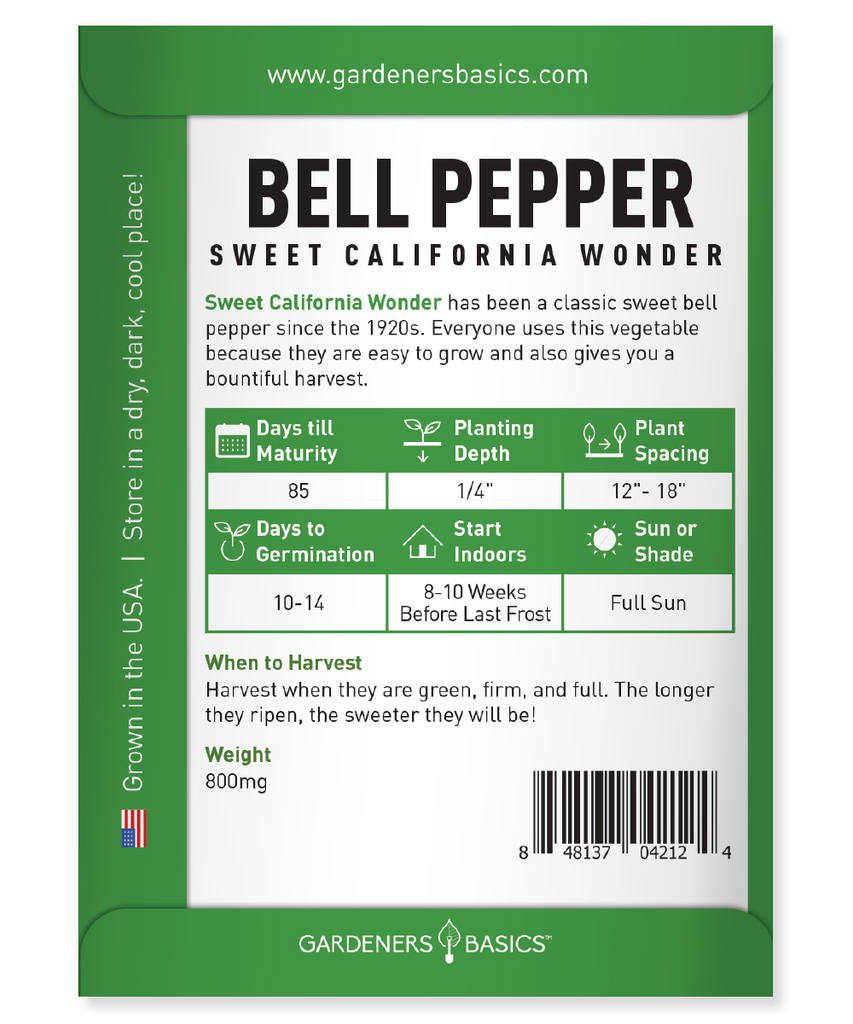 Sweet California Wonder Bell Pepper Seeds For Planting Non-GMO Seeds Home Vegetable Garden