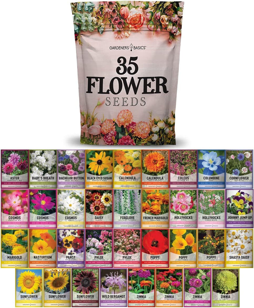 flower seed assortment garden seeds flower seed collection flower seeds for planting pollinator garden seed variety pack flower seed mix flower seeds variety diverse garden gardening gift non-GMO seeds high germination rate eco-friendly packaging planting seeds seed assortment pack 35 flower seed varieties garden transformation seed collection flower seed bundle garden beautification