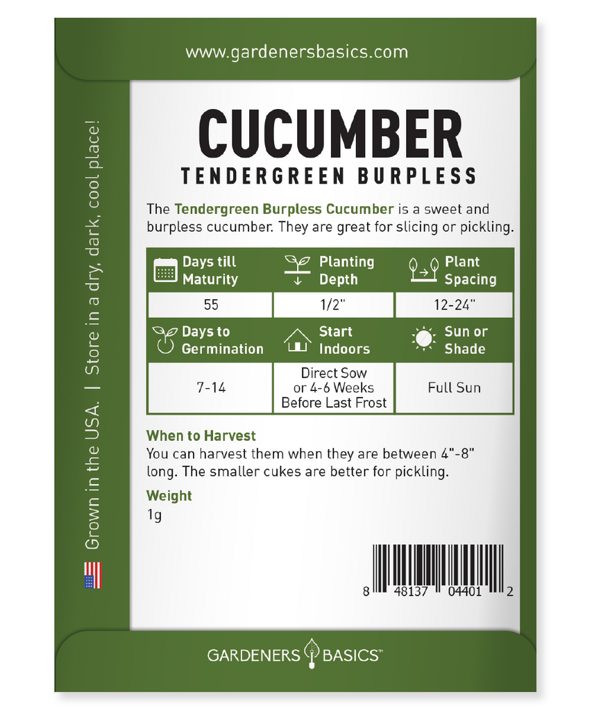 High-Yielding Tendergreen Burpless Cucumber Seeds for Planting